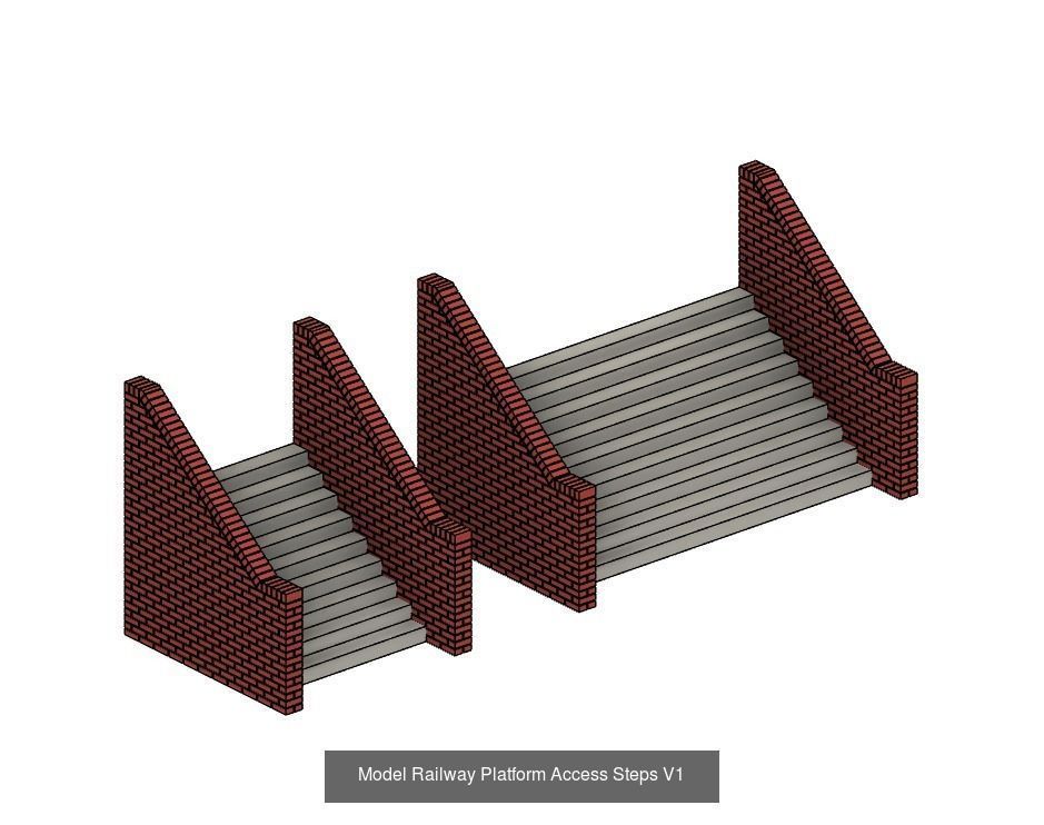 Model Railway Platform Access Steps Various Designs 3D Model Collection_1