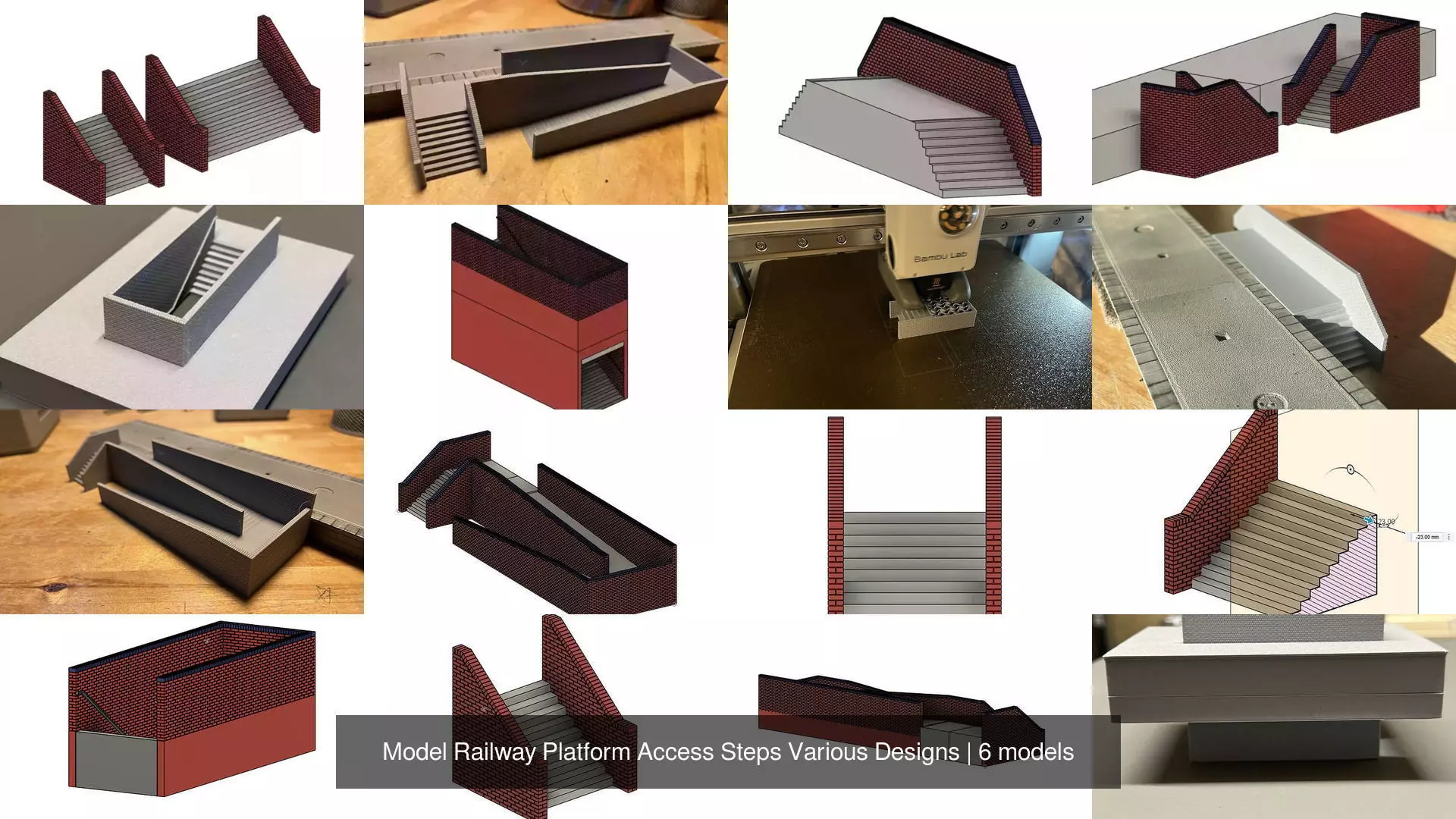 Model Railway Platform Access Steps Various Designs 3D Model Collection_0