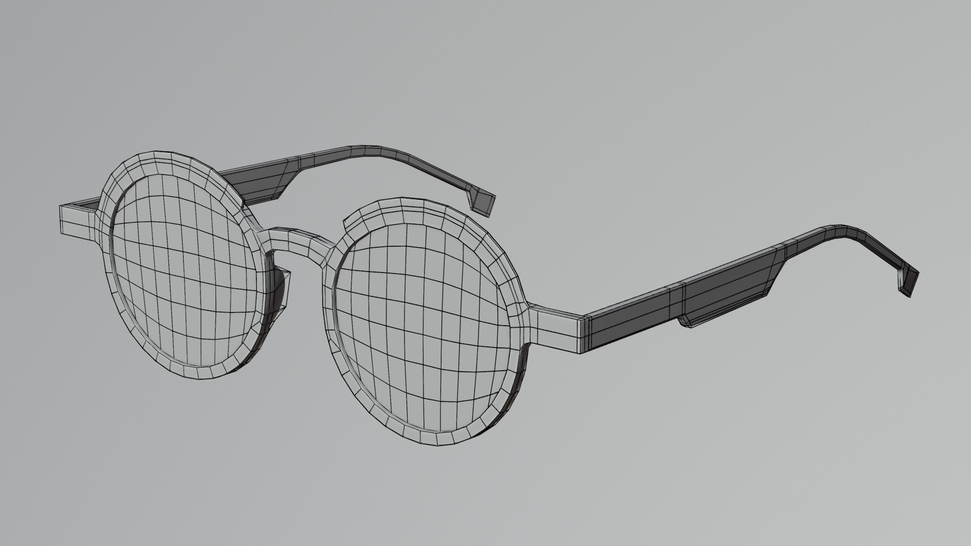 Glasses Round Frame Low-poly 3D model_6