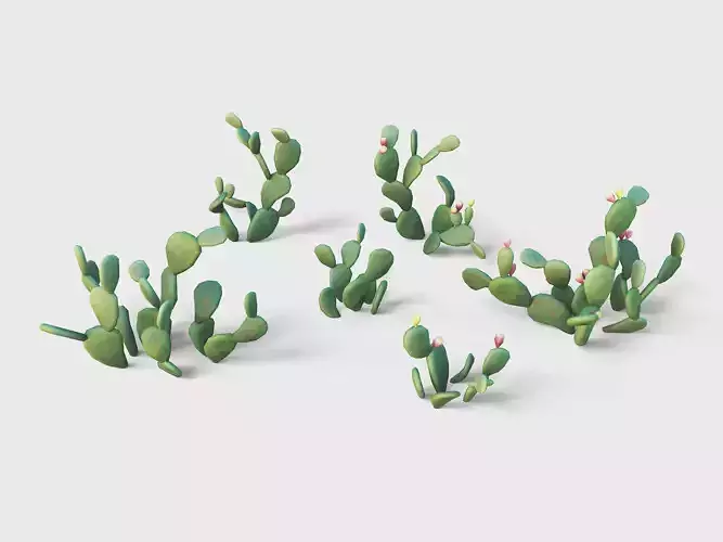 Prickly pear cactus Low-poly 3D model