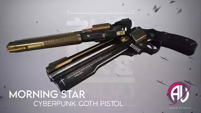 Cyberpunk Goth Pistol - Morning Star Low-poly 3D model
