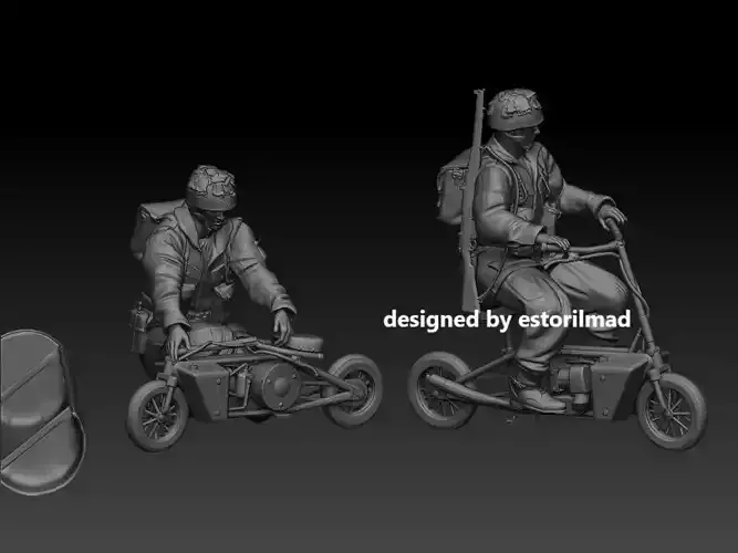 WW2 PARACAIDISTA BRITANICOS CON WELBIKE 3D print model