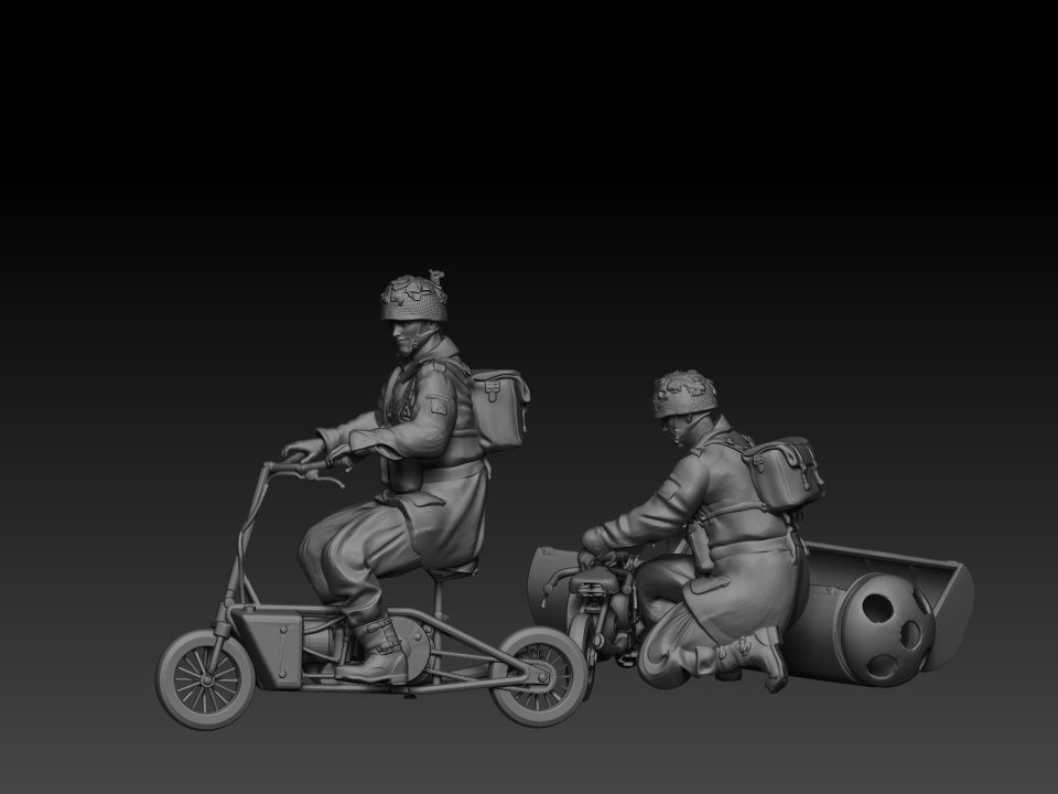 WW2 PARACAIDISTA BRITANICOS CON WELBIKE 3D print model_7