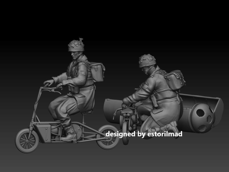 WW2 PARACAIDISTA BRITANICOS CON WELBIKE 3D print model_4