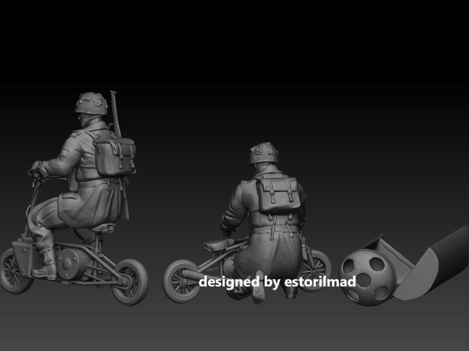 WW2 PARACAIDISTA BRITANICOS CON WELBIKE 3D print model_5