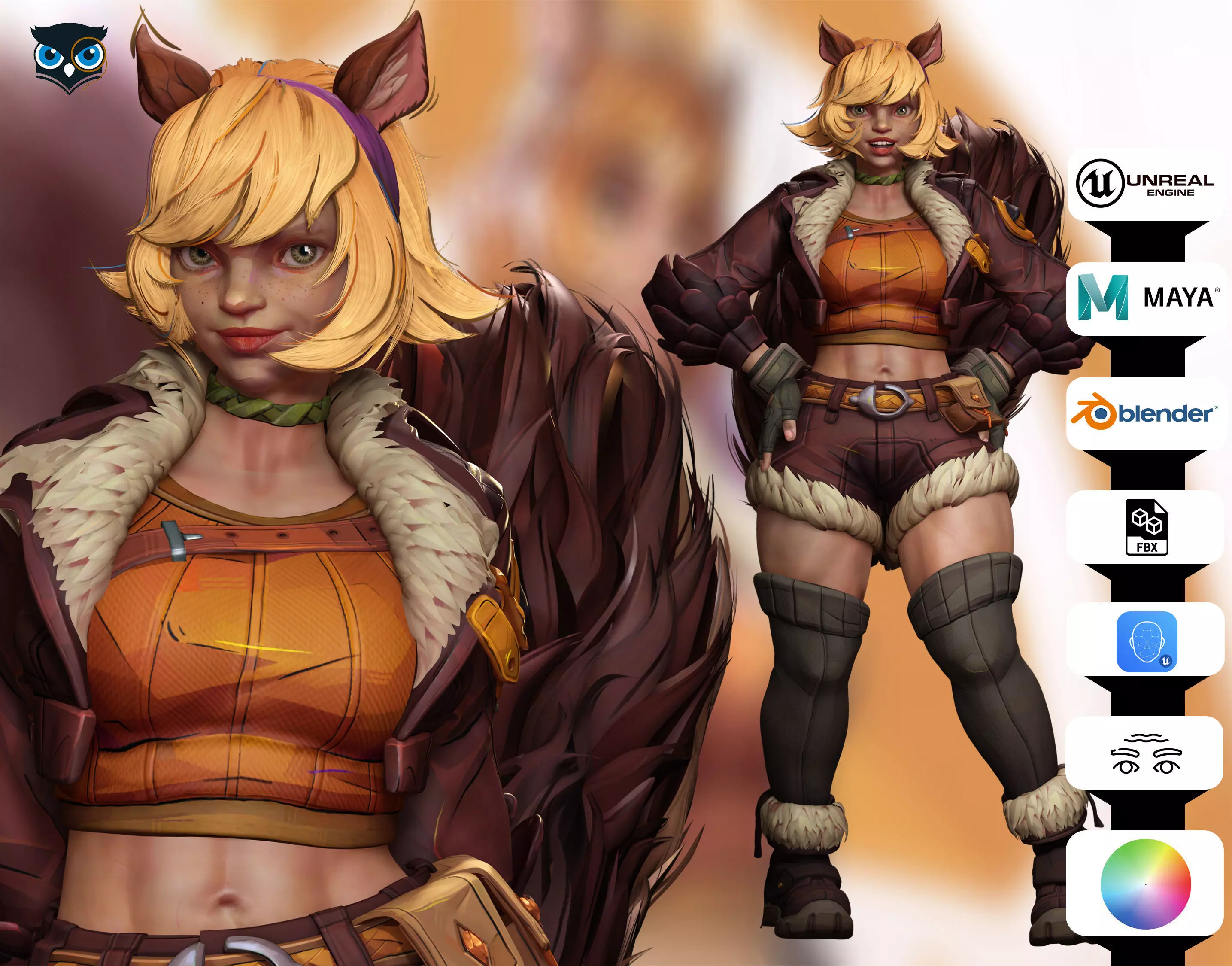 Squirrel Girl 3d model Low-poly 3D model_0