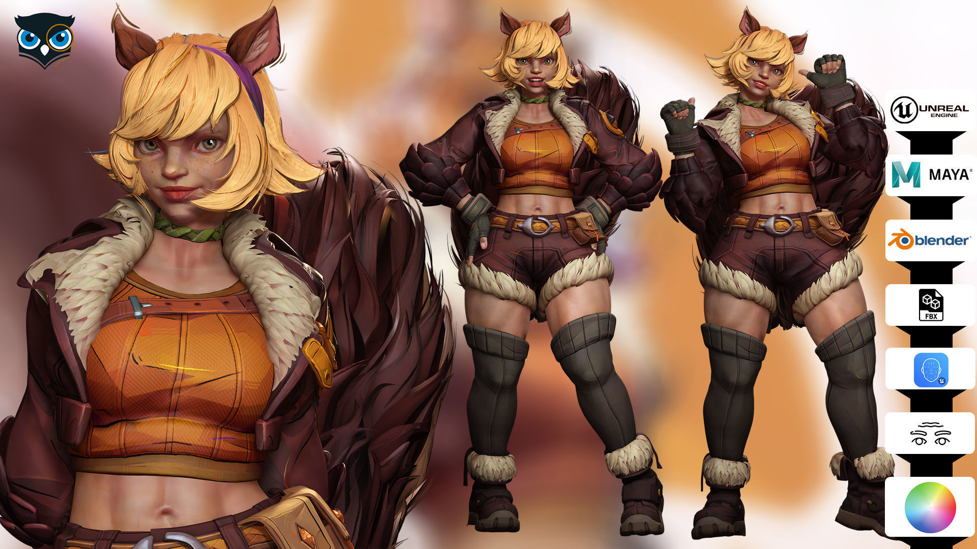 Squirrel Girl 3d model Low-poly 3D model_1