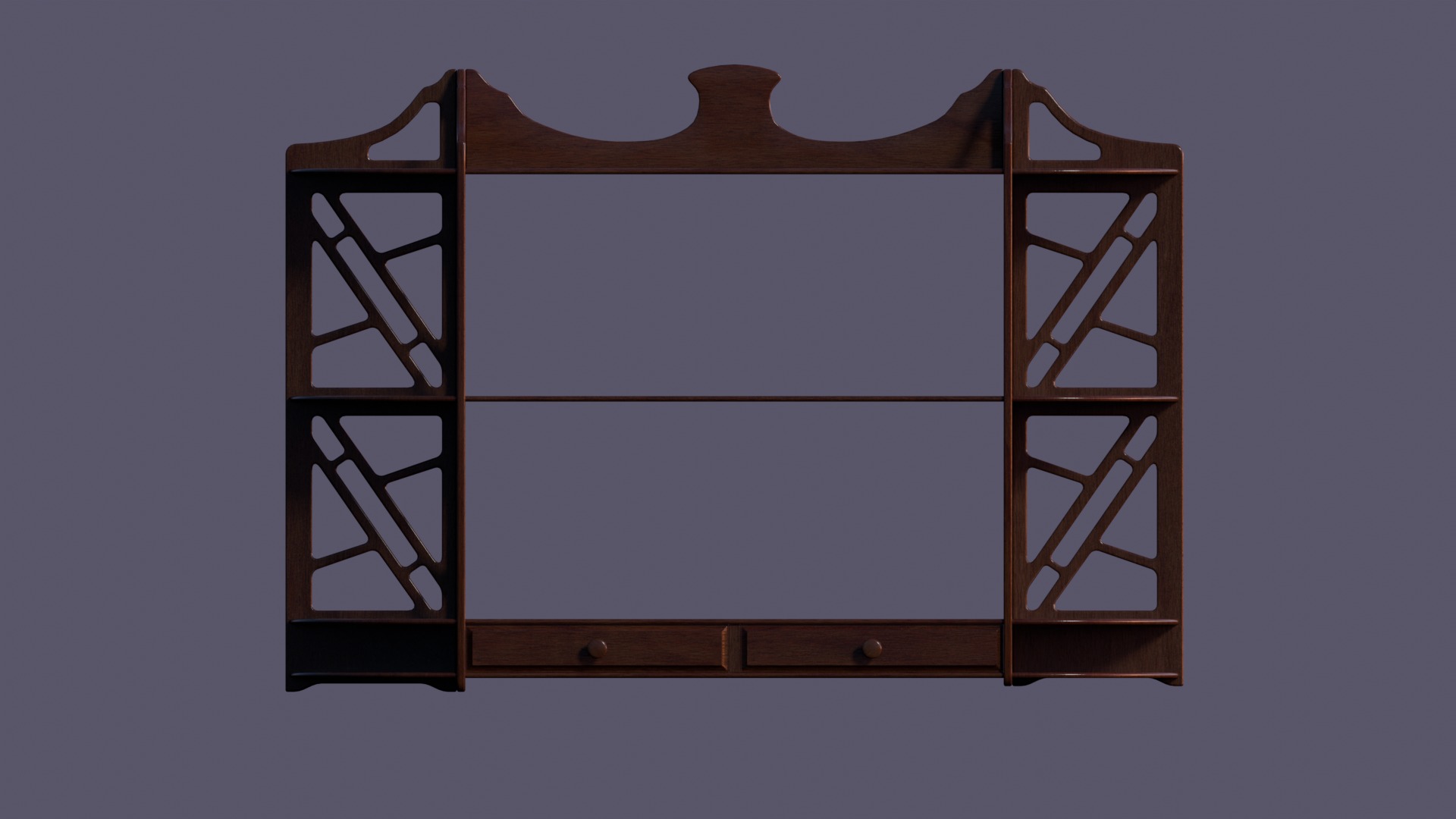 1940s Chippendale Mahogany Wall Shelf 3D model_3