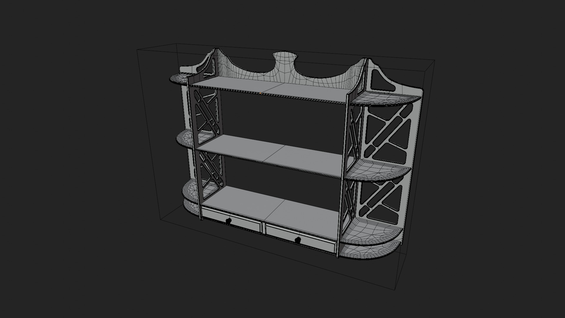 1940s Chippendale Mahogany Wall Shelf 3D model_5