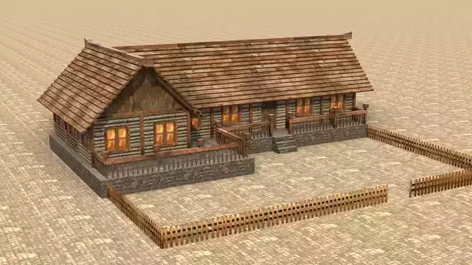 Modular medieval home 3D model Low-poly 3D model