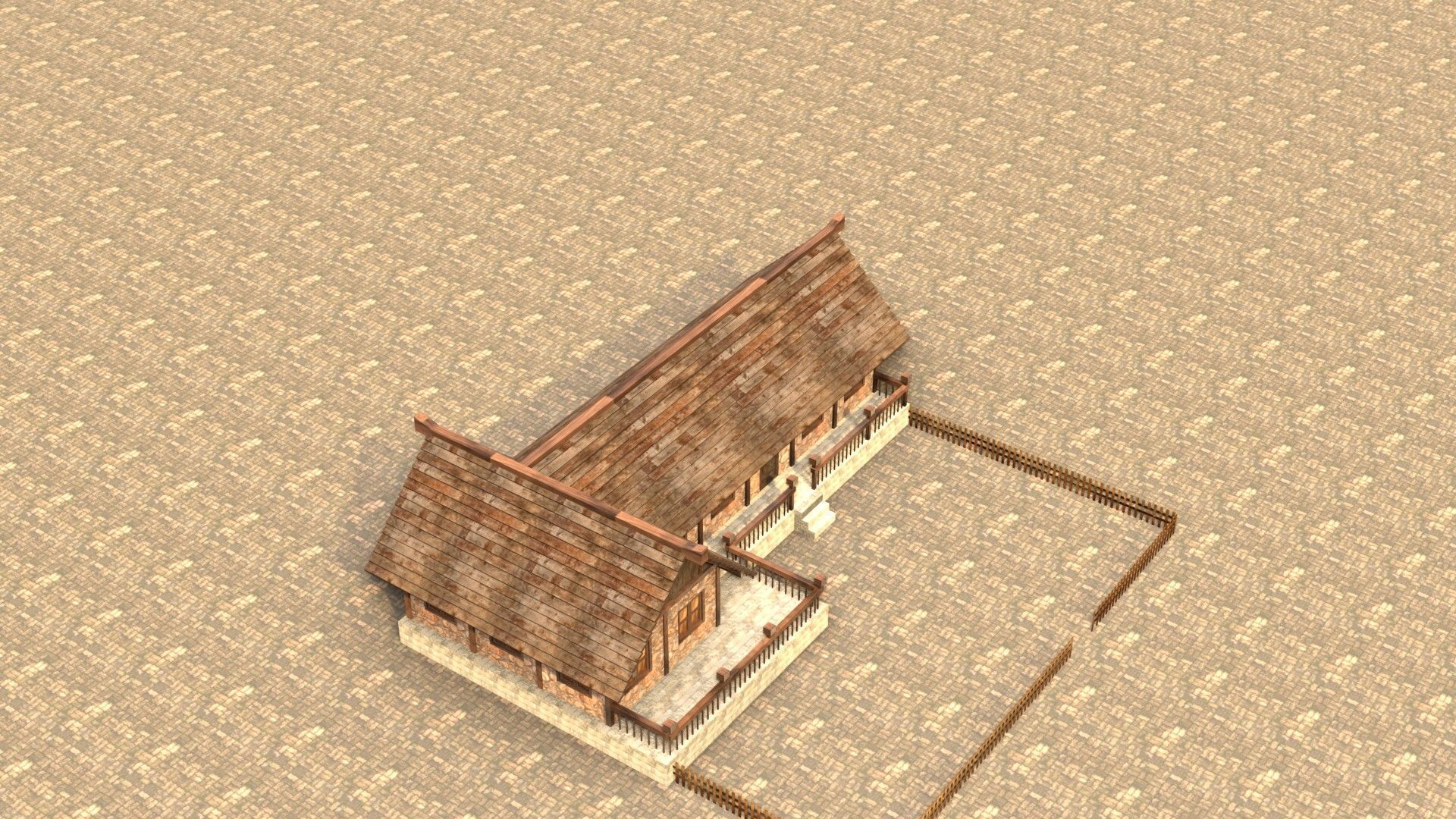 Medieval town house model Low-poly 3D model_18