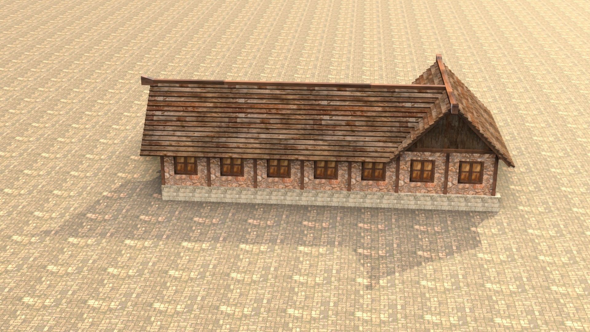 Medieval town house model Low-poly 3D model_15