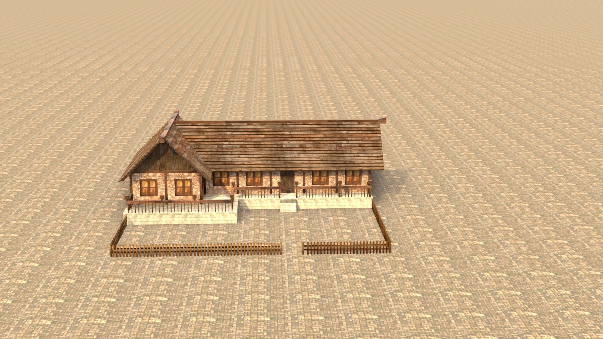 Medieval town house model Low-poly 3D model_17