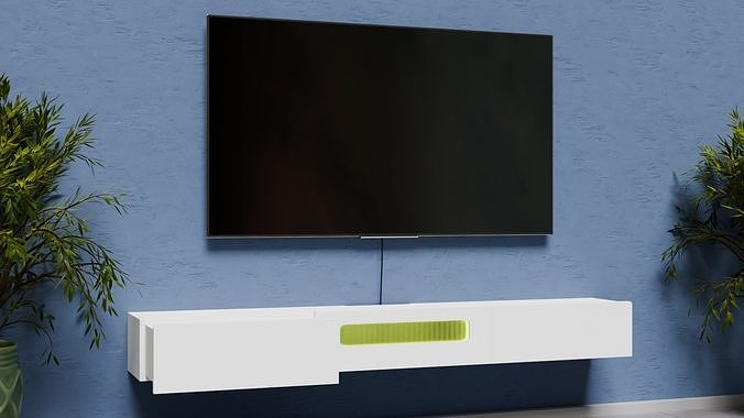 Tv Floating stand white 3D model