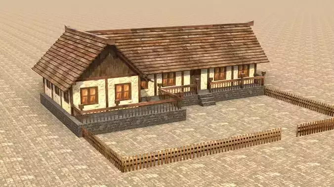 Low poly medieval residential house Low-poly 3D model