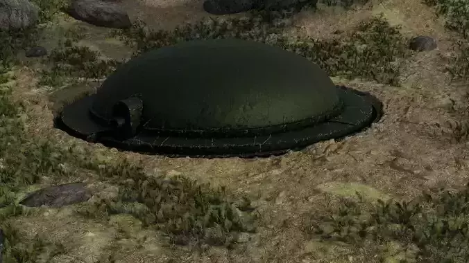 Static Defense Turret - Early World War I Era Free low-poly 3D model