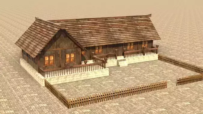 Low poly medieval family home Low-poly 3D model