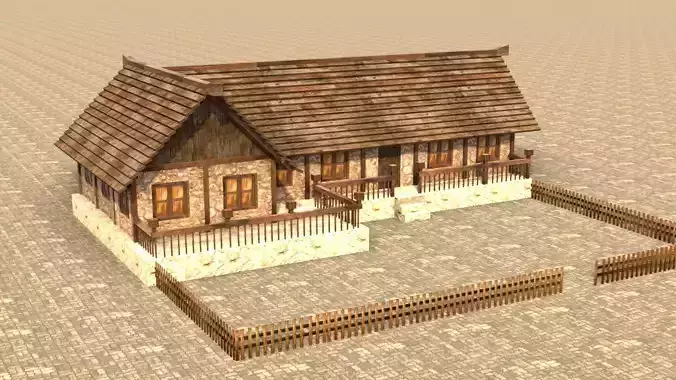 Low poly historical town house Low-poly 3D model