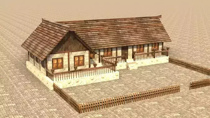 Low poly ancient stone house model Low-poly 3D model