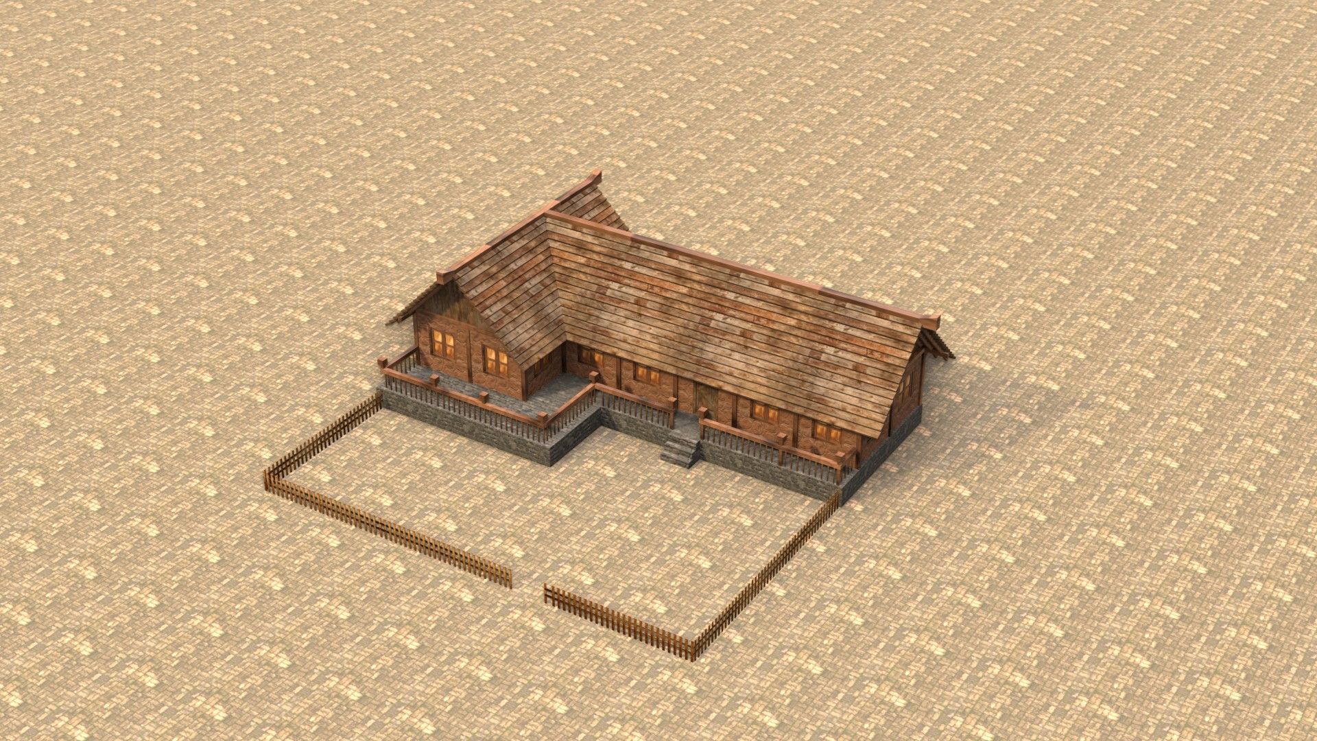 Game-ready medieval stable house Low-poly 3D model_13