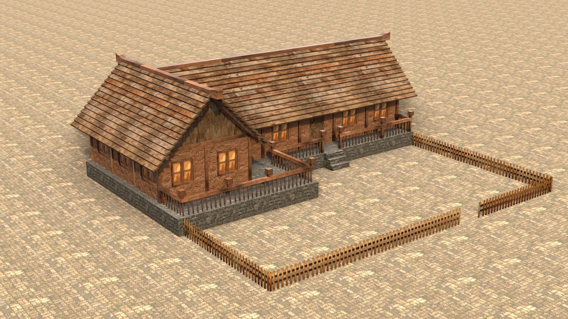 Game-ready medieval stable house Low-poly 3D model_4