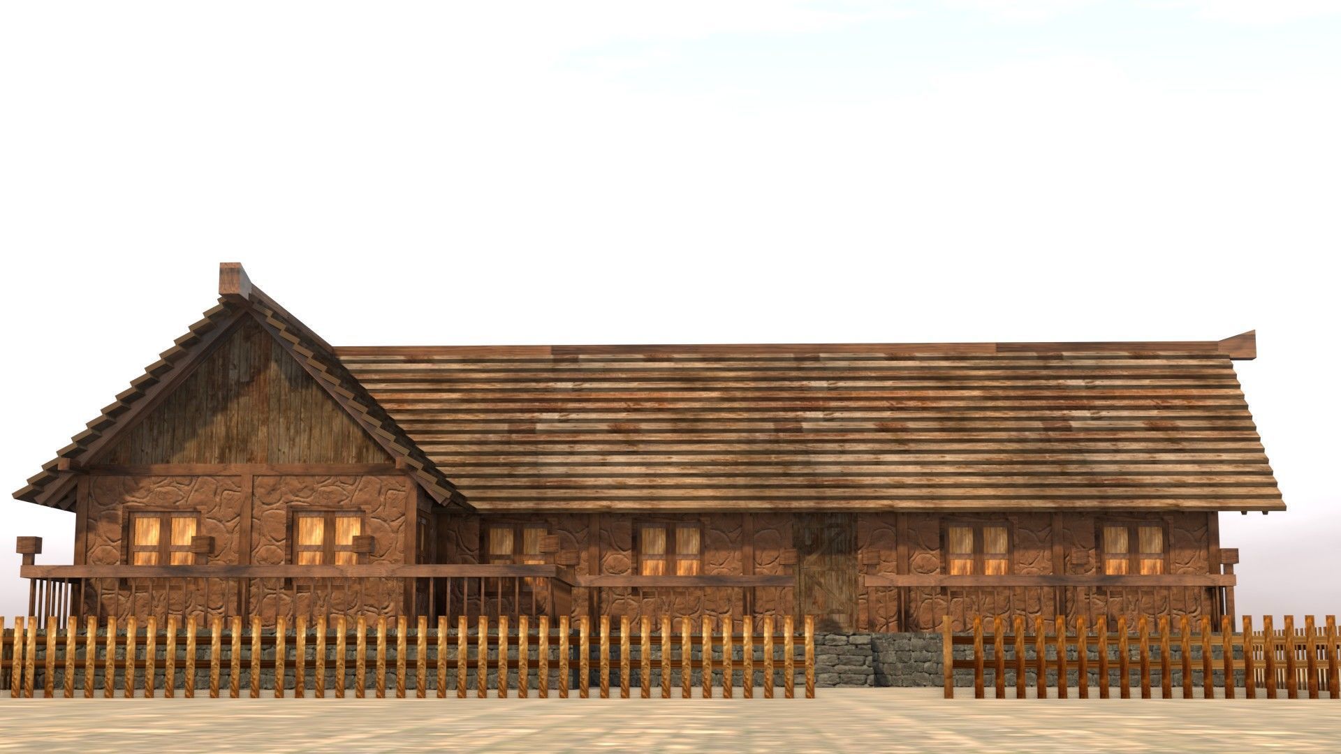 Game-ready medieval stable house Low-poly 3D model_10