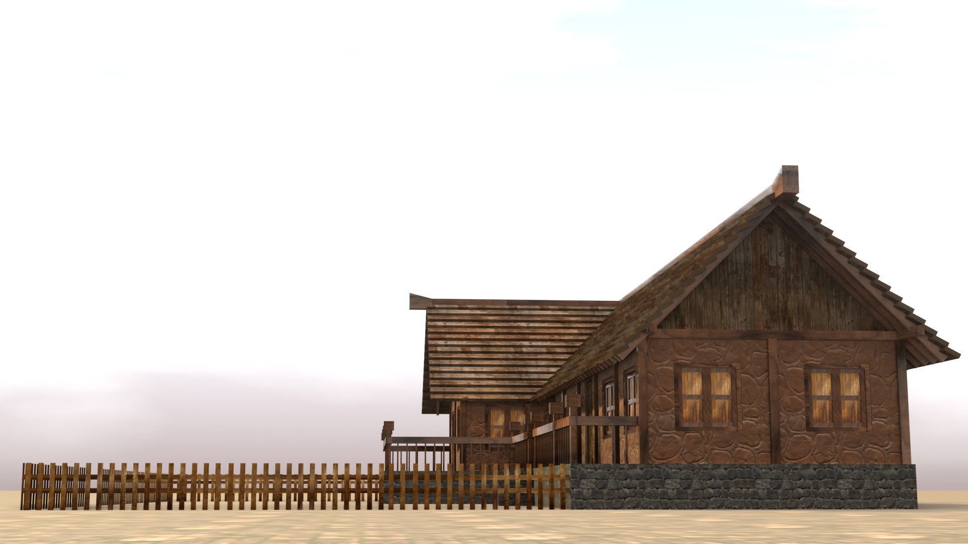 Game-ready medieval stable house Low-poly 3D model_12