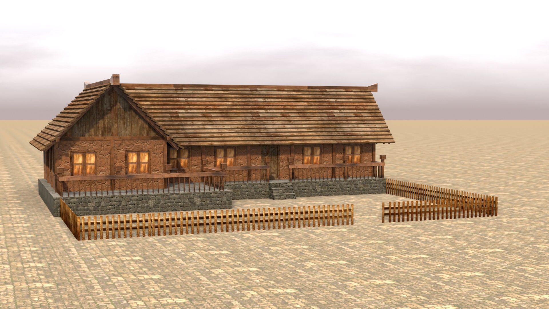 Game-ready medieval stable house Low-poly 3D model_16