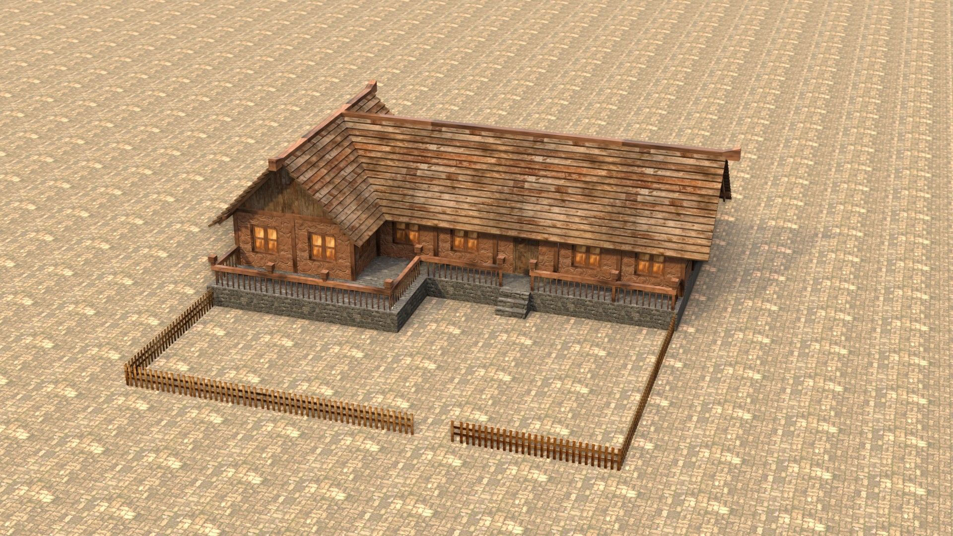 Game-ready medieval stable house Low-poly 3D model_3