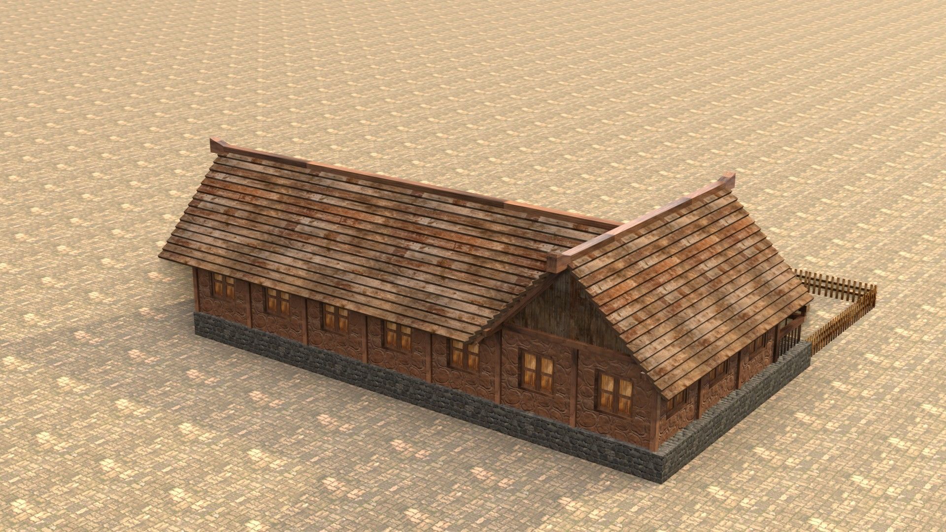 Game-ready medieval stable house Low-poly 3D model_7