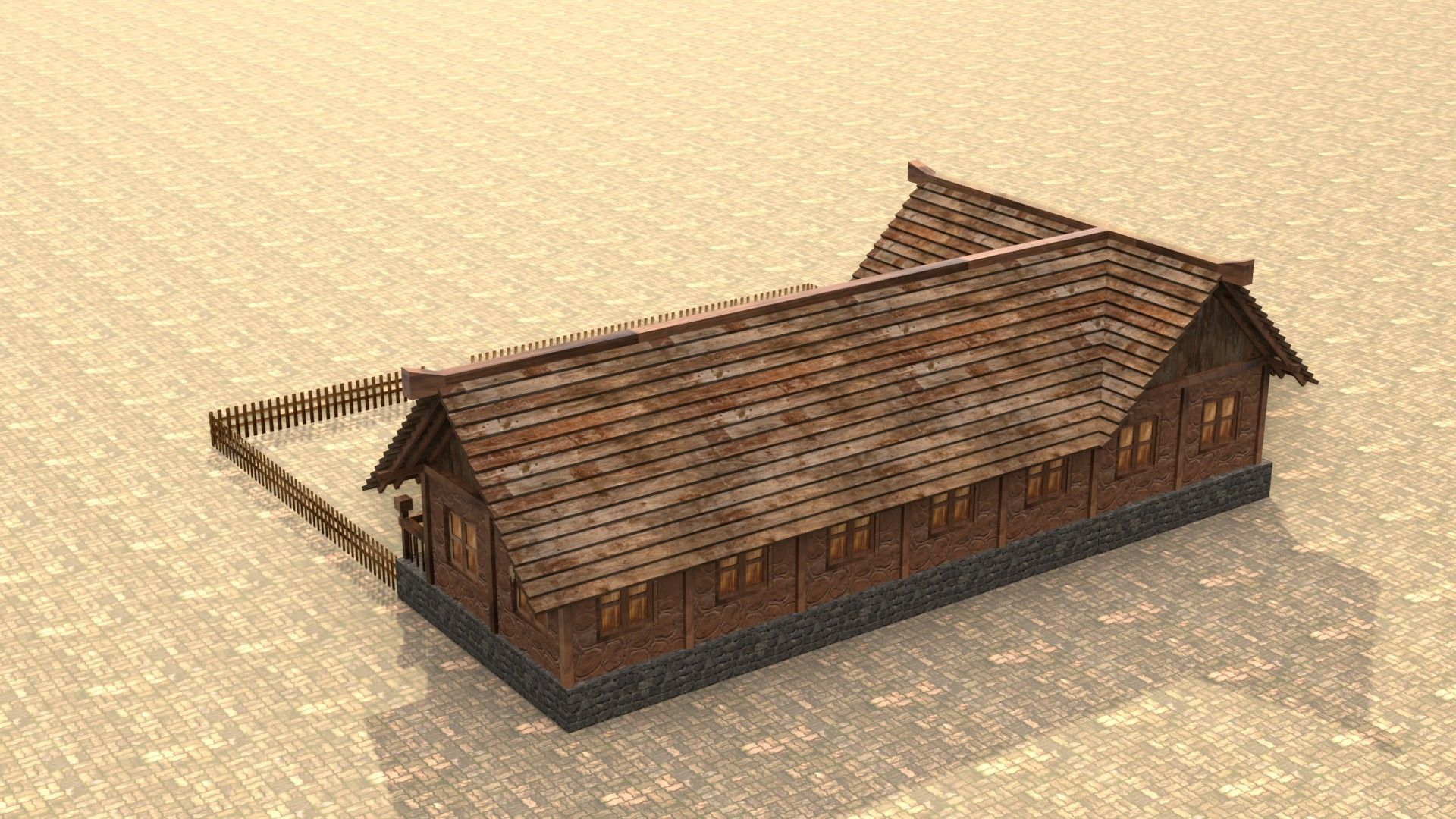 Game-ready medieval stable house Low-poly 3D model_8