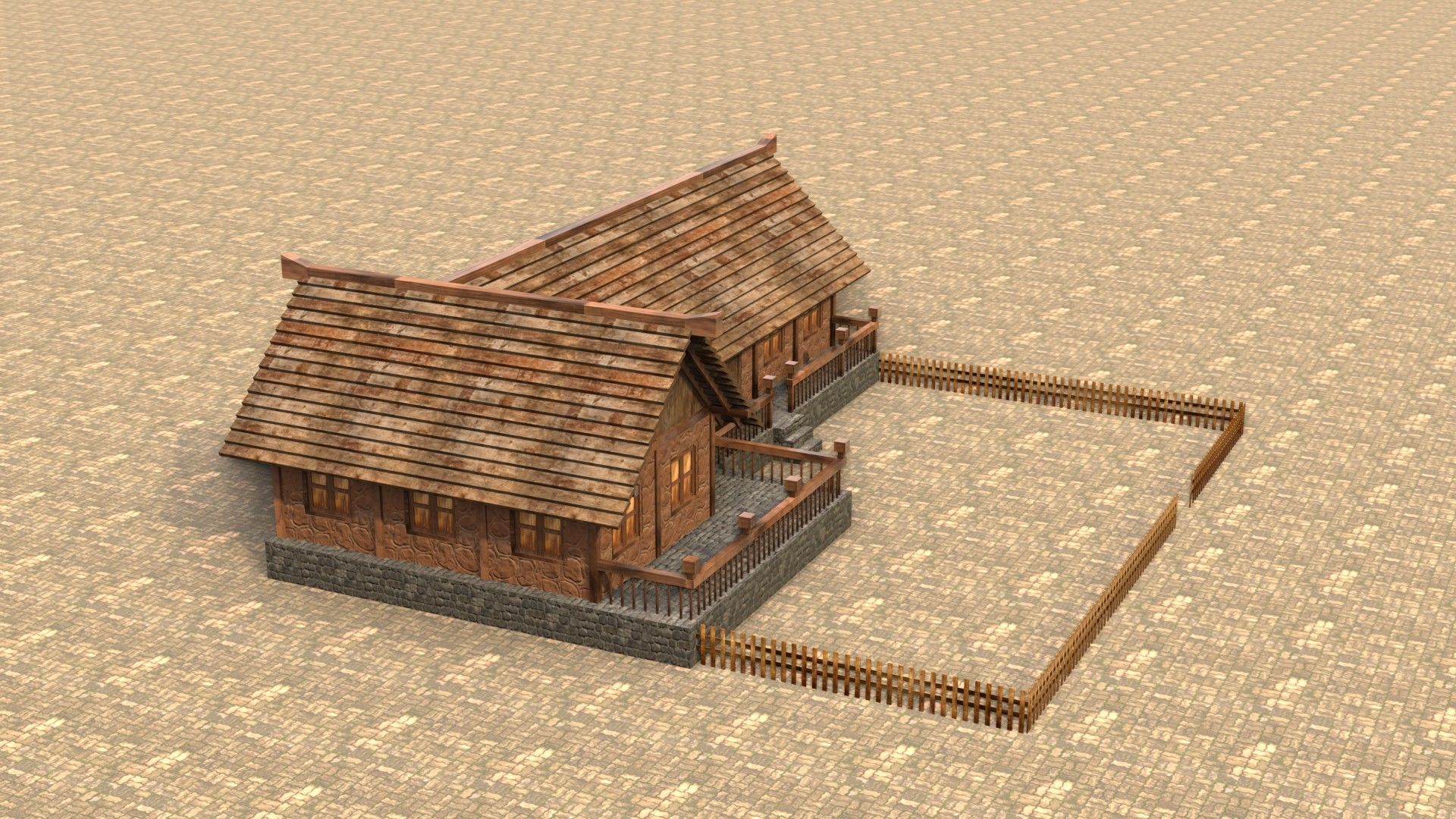 Game-ready medieval stable house Low-poly 3D model_5