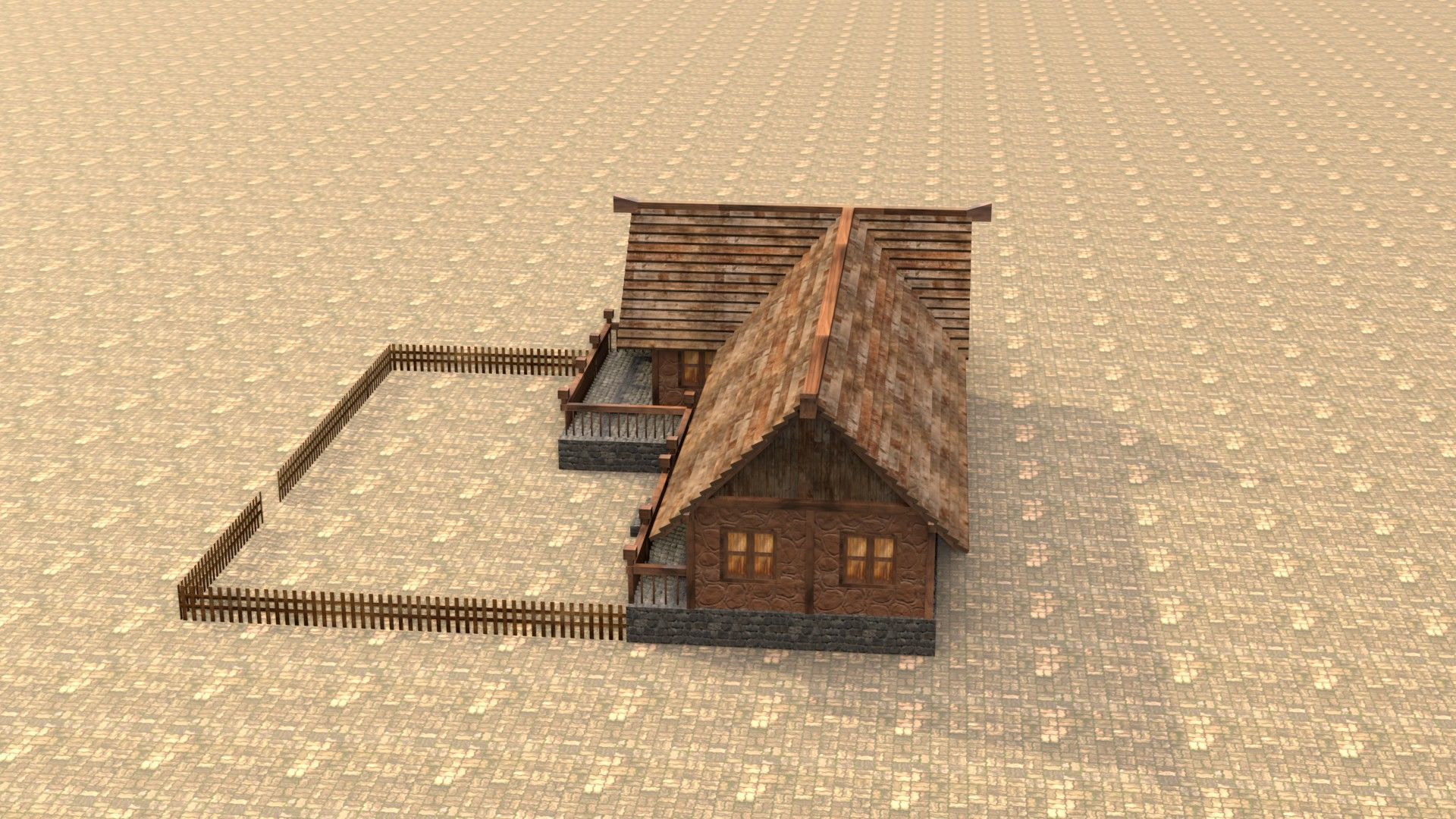 Game-ready medieval stable house Low-poly 3D model_9