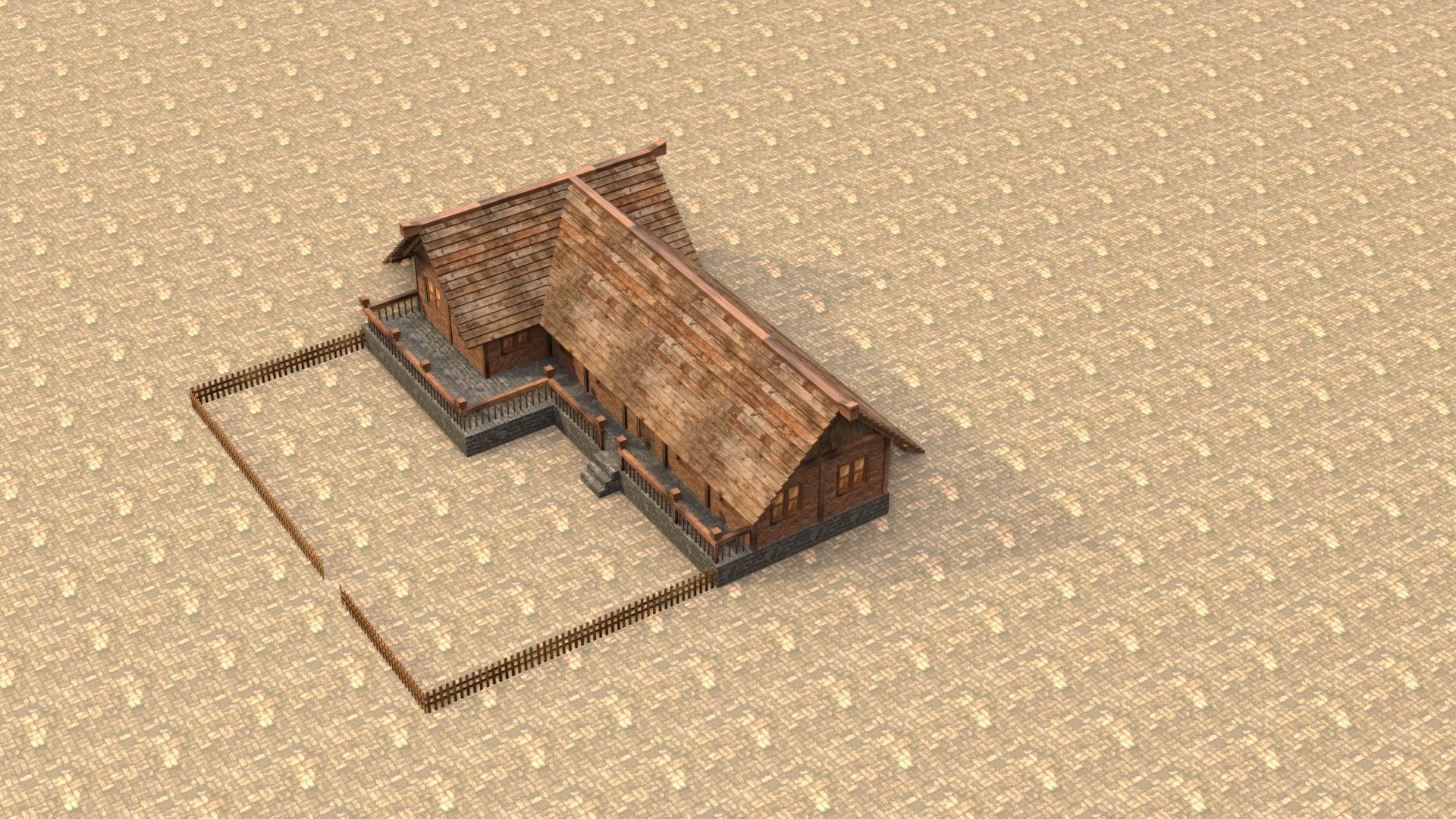 Game-ready medieval stable house Low-poly 3D model_19