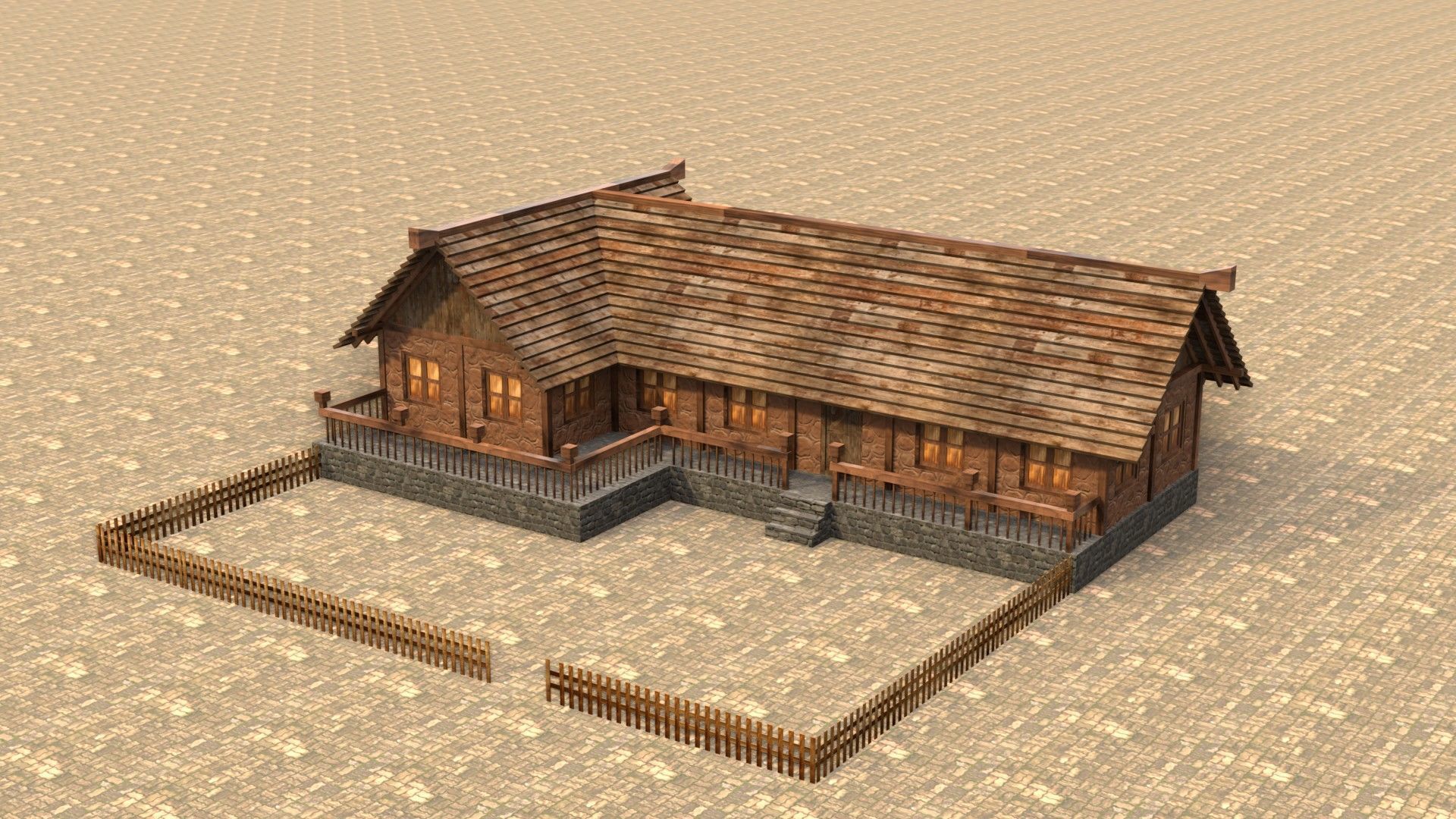 Game-ready medieval stable house Low-poly 3D model_2