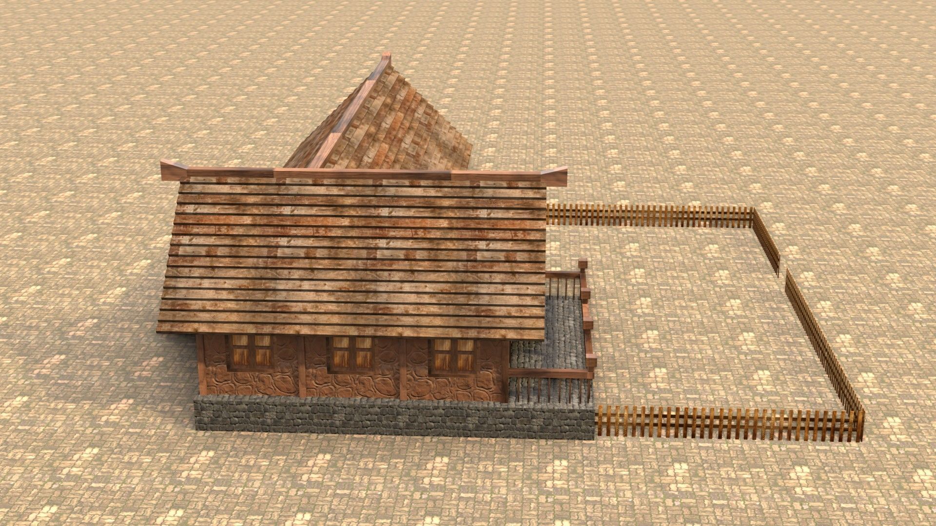 Game-ready medieval stable house Low-poly 3D model_6