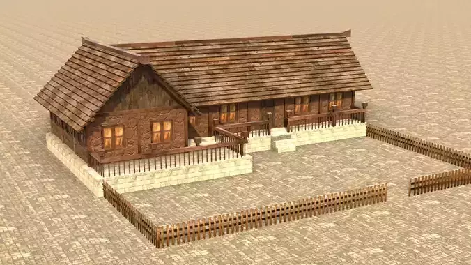 Fantasy medieval tavern 3D model Low-poly 3D model