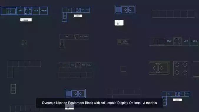 Dynamic Kitchen Equipment Block with Adjustable Display Options