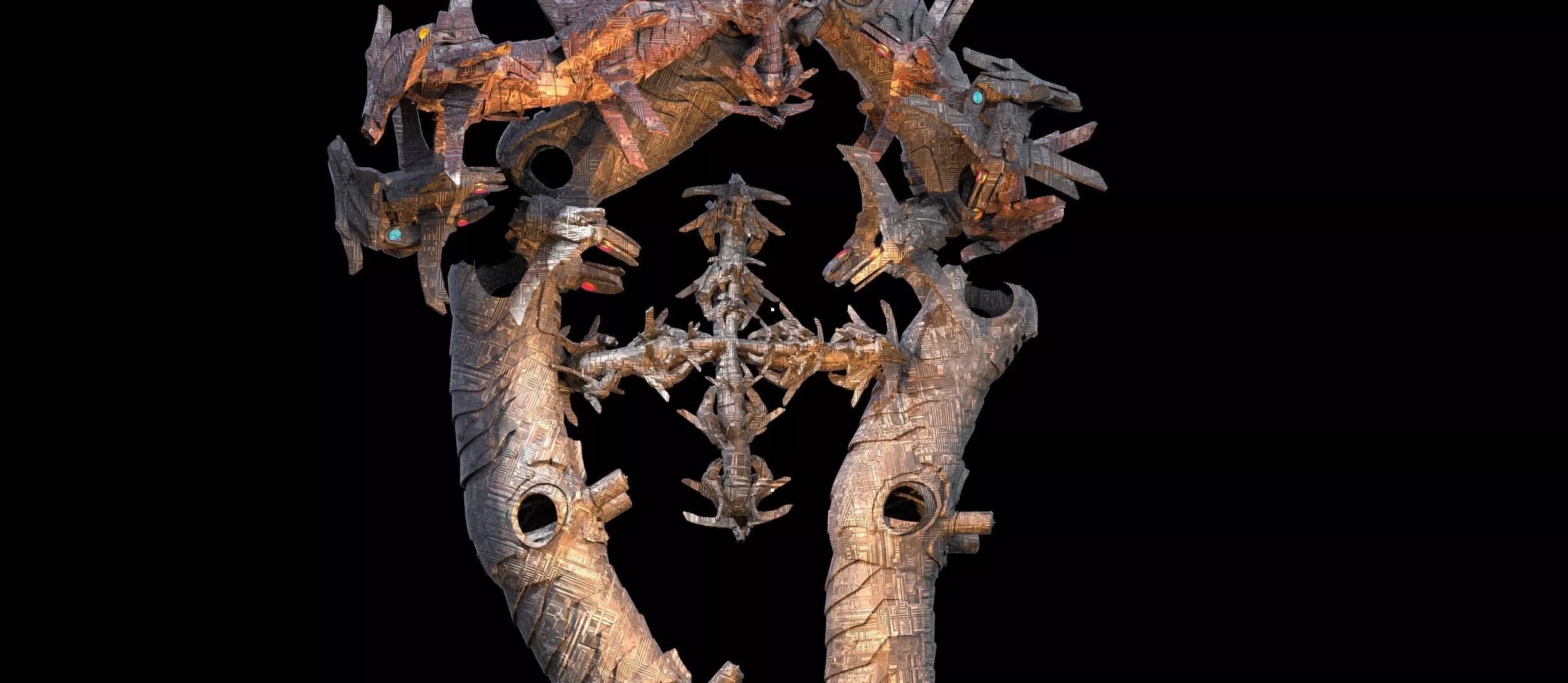 Transformer mech debris station array 2  Low-poly 3D model_0