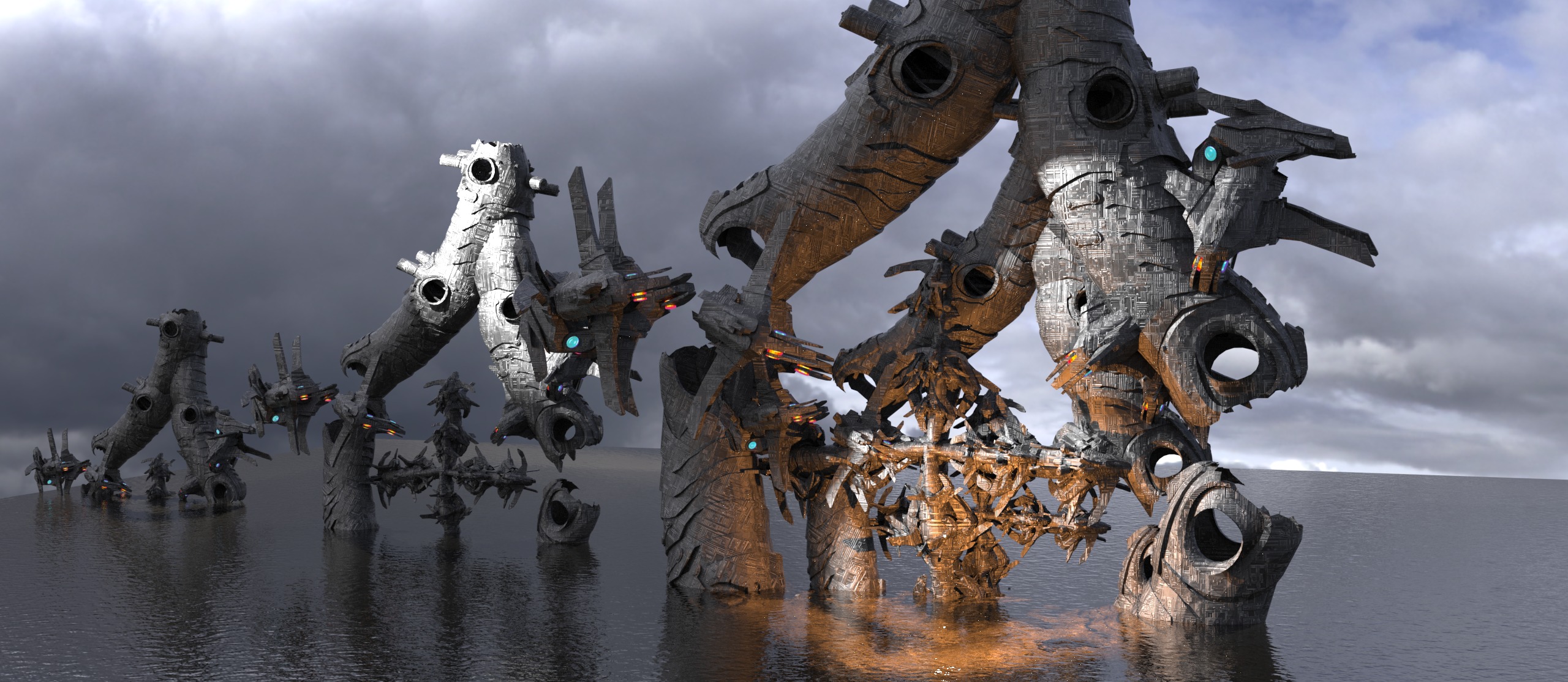 Transformer mech debris station array collection part 1  Low-poly 3D model_1