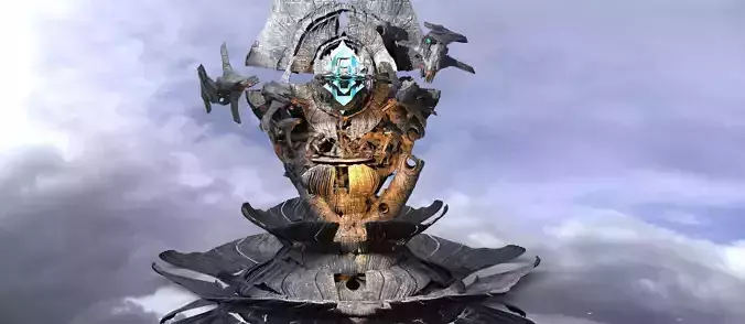 Sci Fi Alien Mountain array satellite grid 