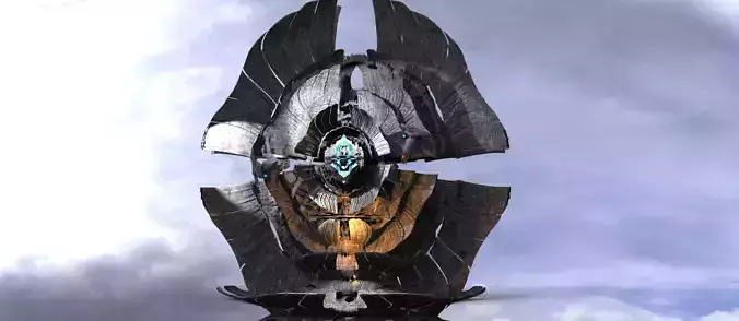 Sci Fi Alien Mountain array satellite grid 2