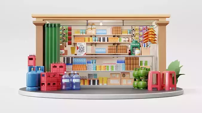 Low Poly Grocery Store Model