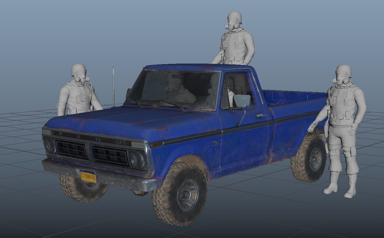 Ford Classic F100 pickup 1976 Old Red Low-poly 3D model_15