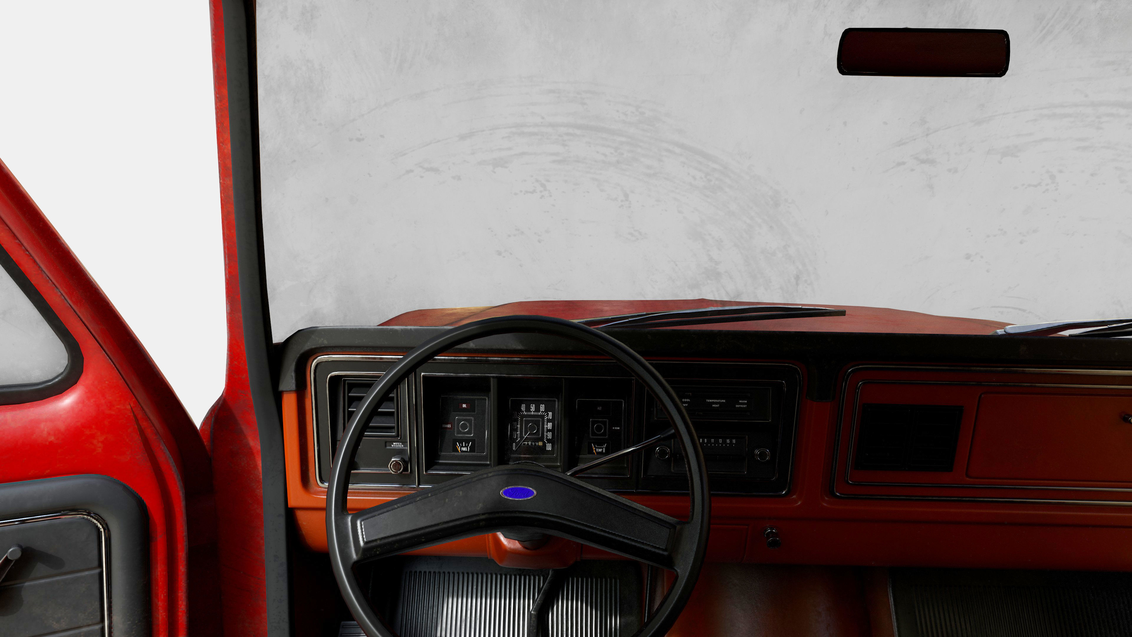 Ford Classic F100 pickup 1976 Old Red Low-poly 3D model_14