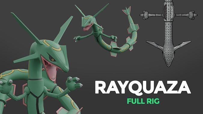 Rayquaza Full Rig Low-poly 3D model