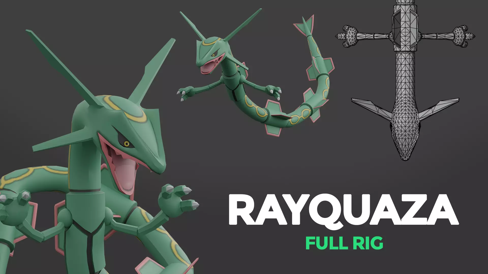 Rayquaza Full Rig Low-poly 3D model