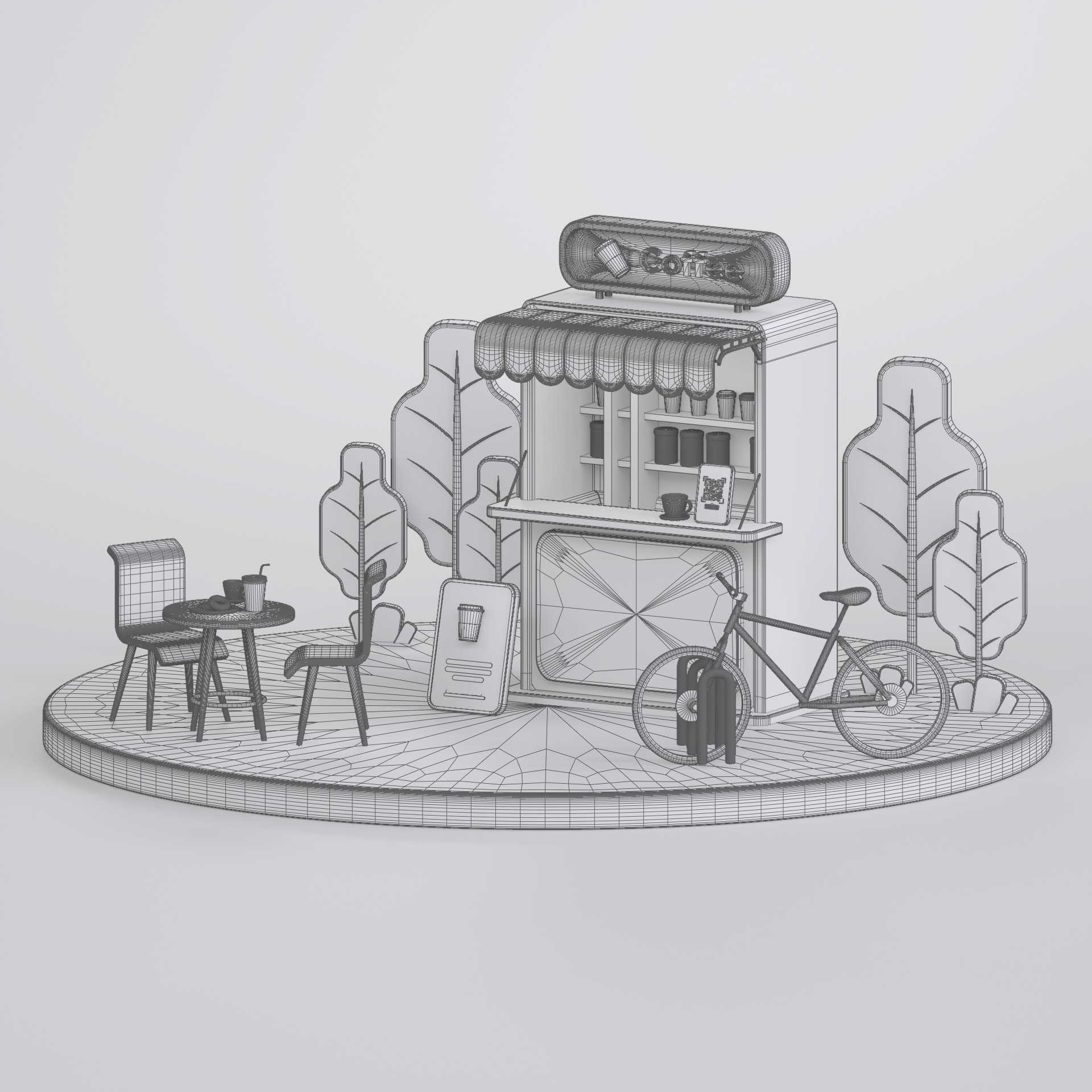 Low Poly Dine In Coffee Shop 3D model_3