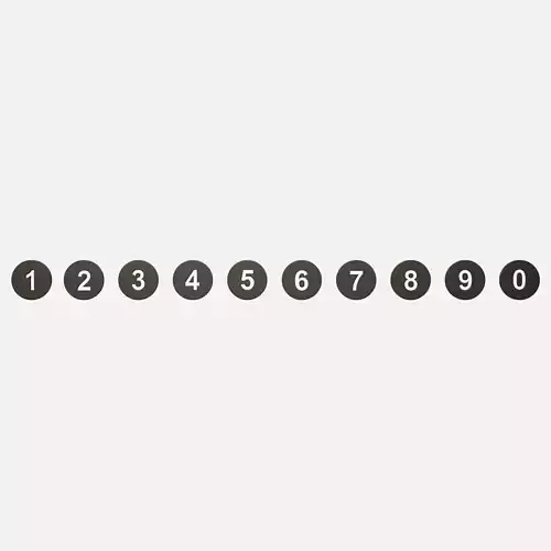 Collection of round numbers black Low-poly 3D model