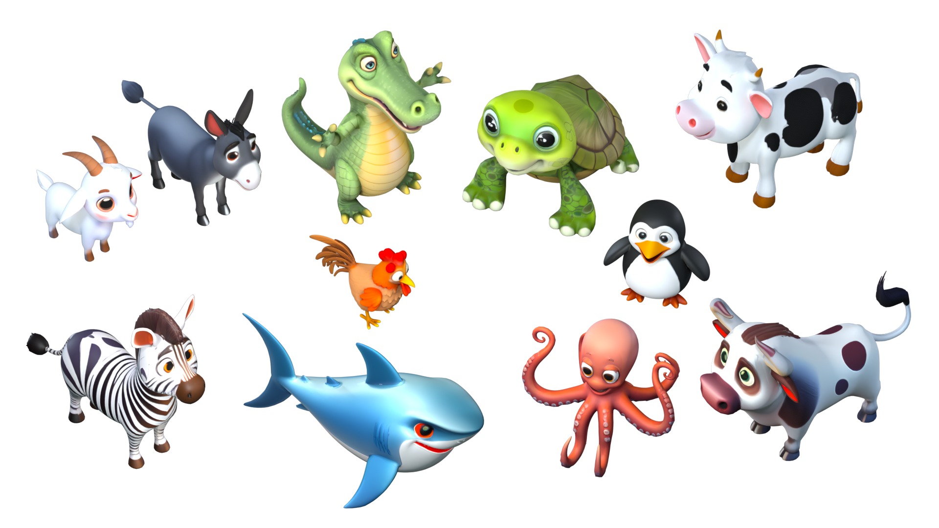 Stylized Animals Pack Rigged Game Animation Ready Low-poly 3D model_13